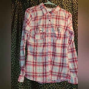 Maurices premium pink plaid button up